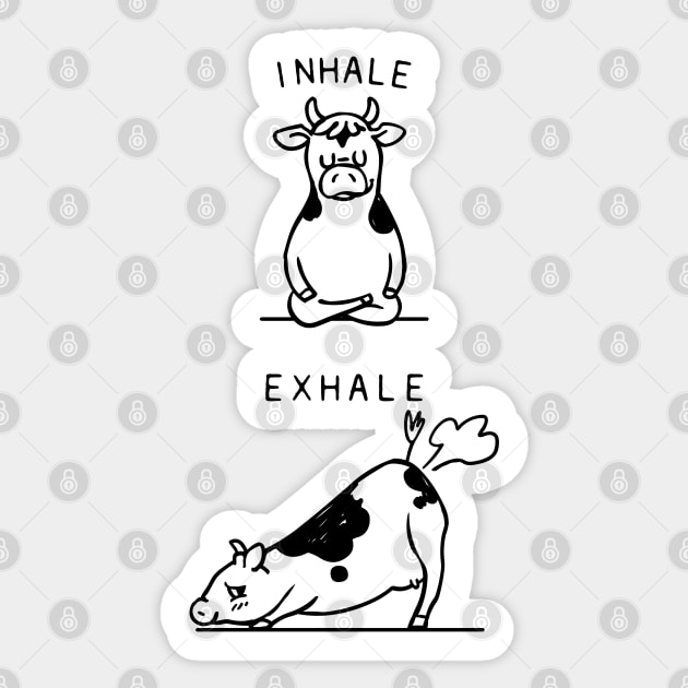 Inhale Exhale Cow Sticker by huebucket